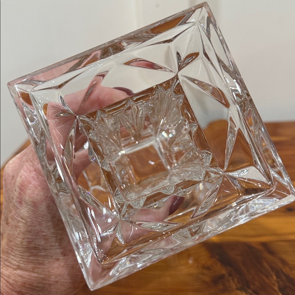 Partylite Quad Prism Pedestal Lead Crystal Pillar Candle Holder Vase - Picture 3 of 5